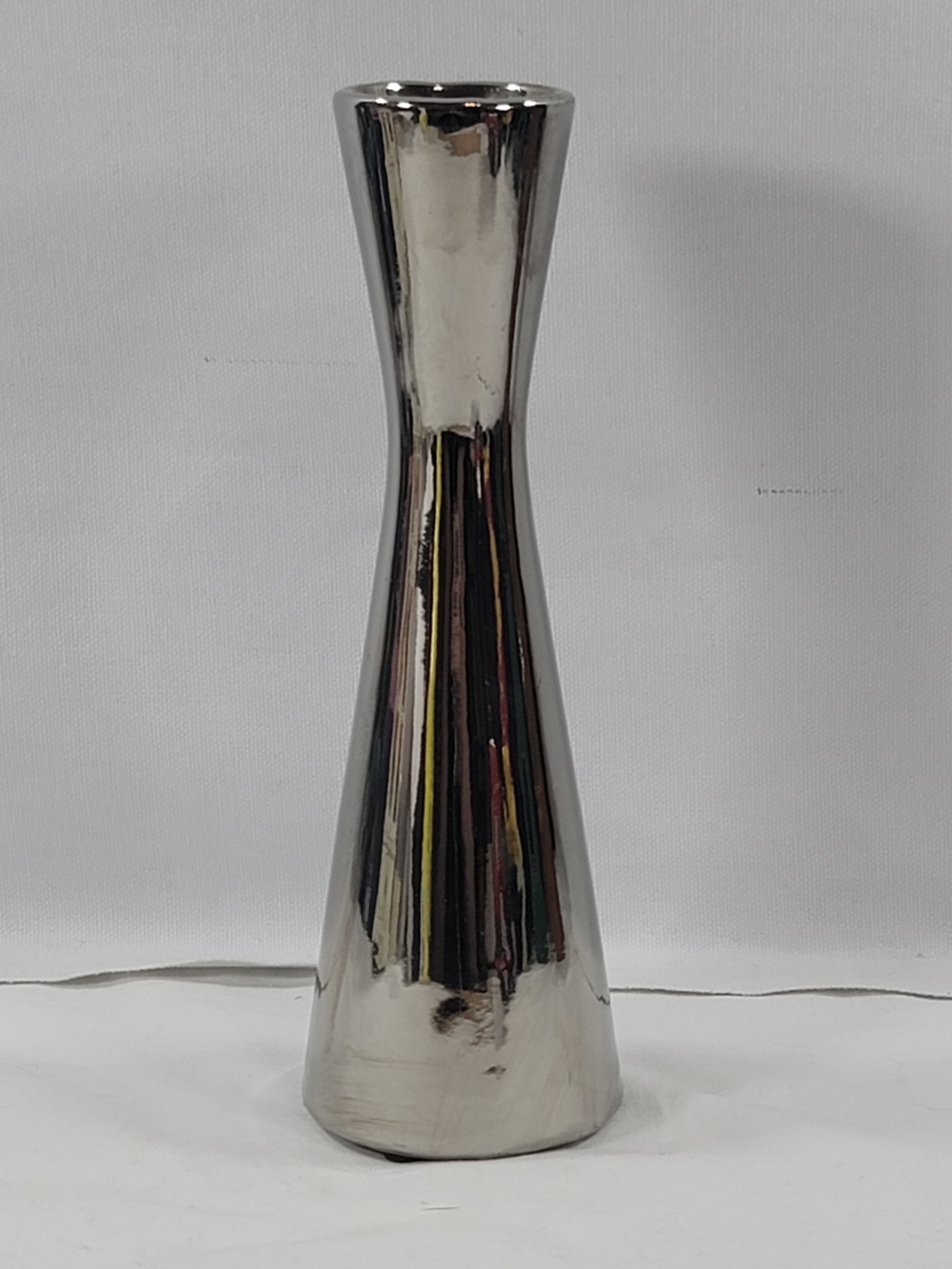Minimalist Taper Silver Tone Candle Holder